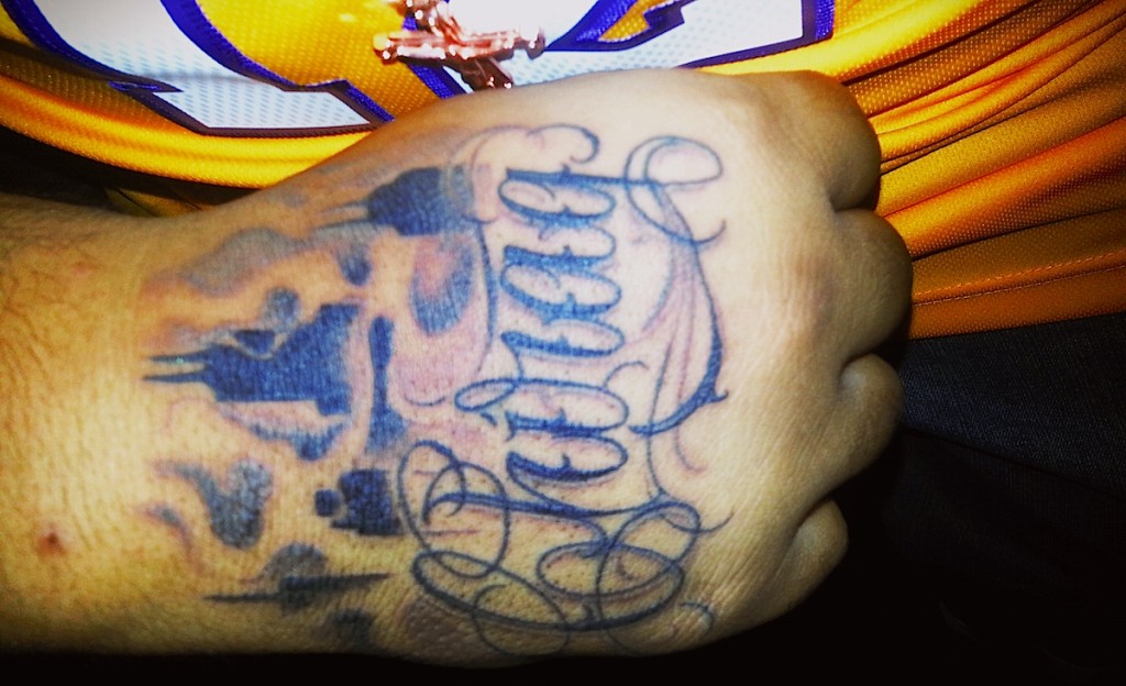 Chiraq tattoo on right hand