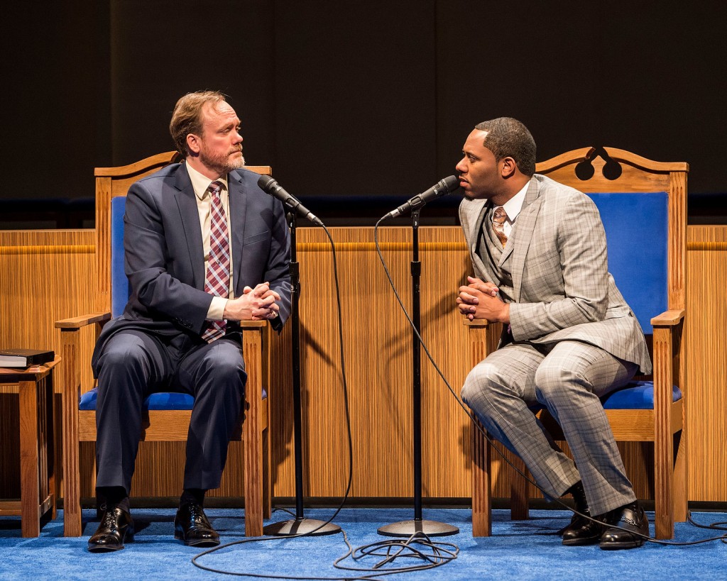 L-R: Andrew Garman and Larry Powell in The Christians" at the Center Theatre Group/Mark Taper Forum.