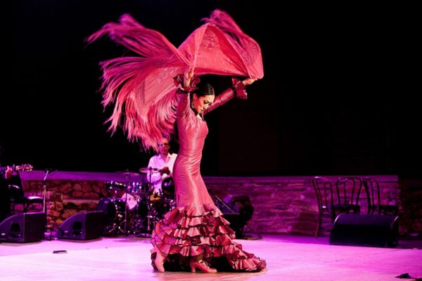 A flamenco dancer in red