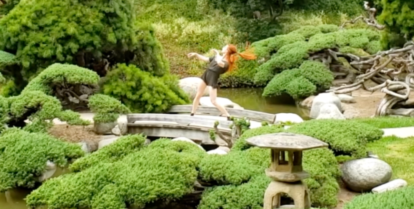 dancer in a Japanese garden