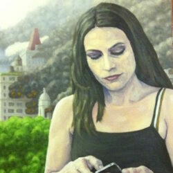 portrait of Robin Grearson looking at phone