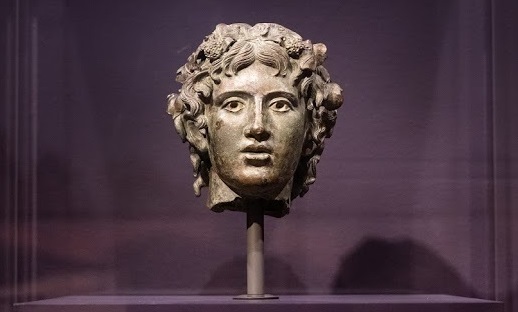 Ancient Bronze Sculpture of the Head of Bacchus