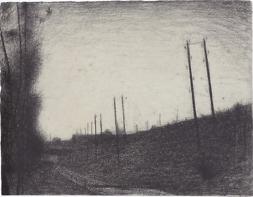 Seurat's drawing of railroad tracks