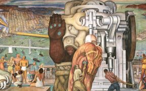 Diego Rivera, Pan American Unity, detail of central panels of mural