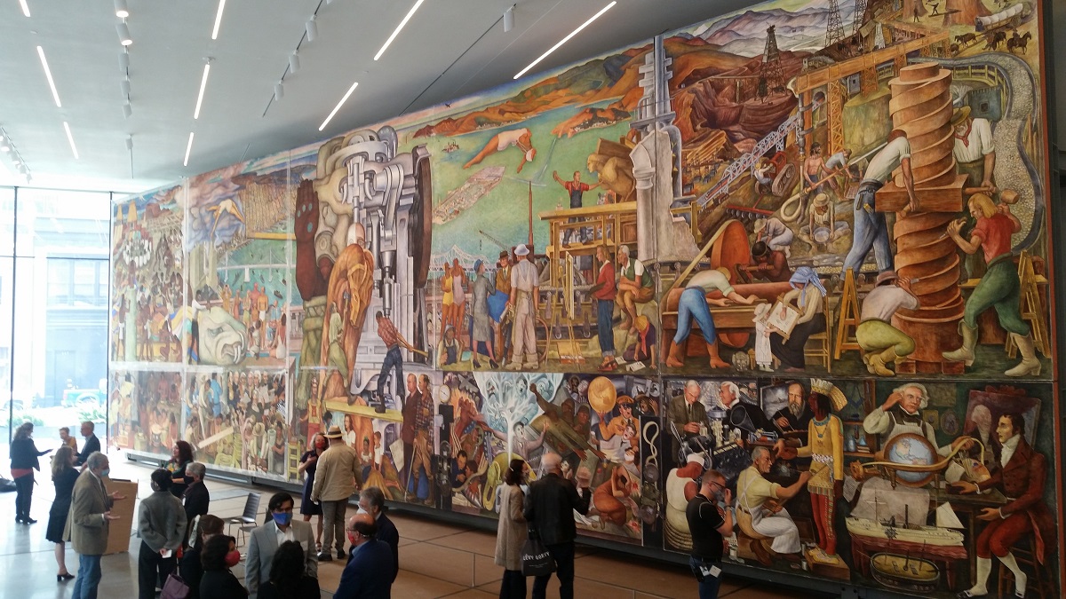 Installation view of Diego Rivera mural