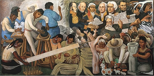 Detail of Pan American leaders in Diego Rivera mural