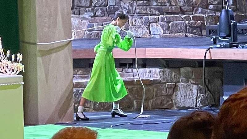 a woman in a bright green dress on stage at The Ford