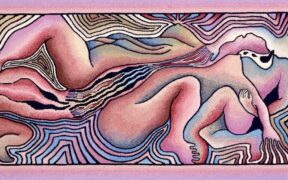 Painting of woman in labor by Judy Chicago