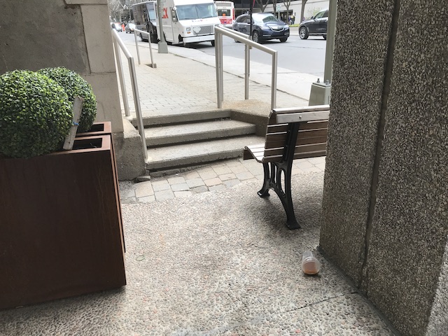 Part of bench in tight urban situation