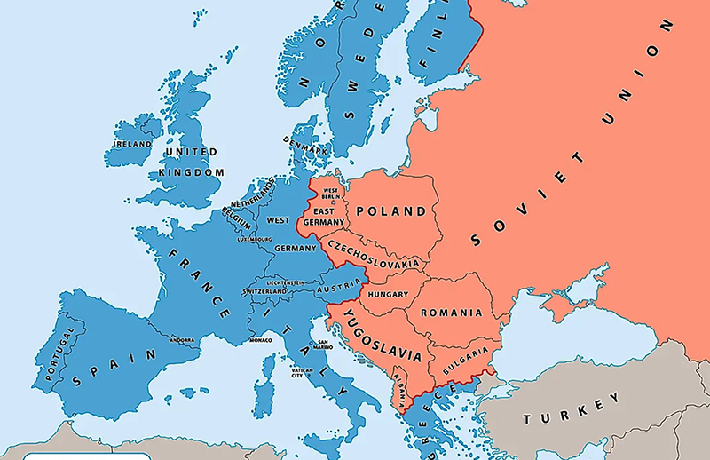 Map of Europe showing Iron Curtain