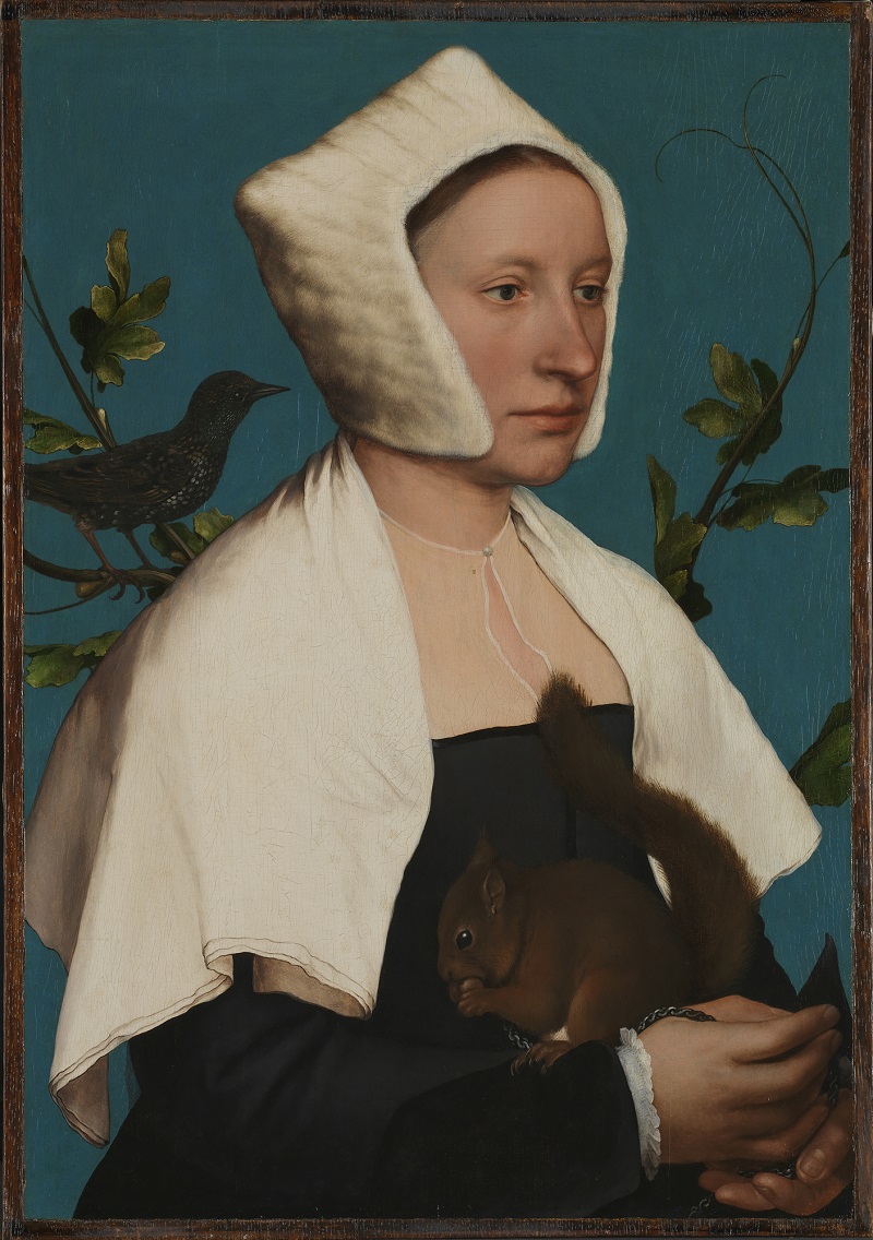 Holbein, 1526-28, portrait "A Lady With a Squirrel"