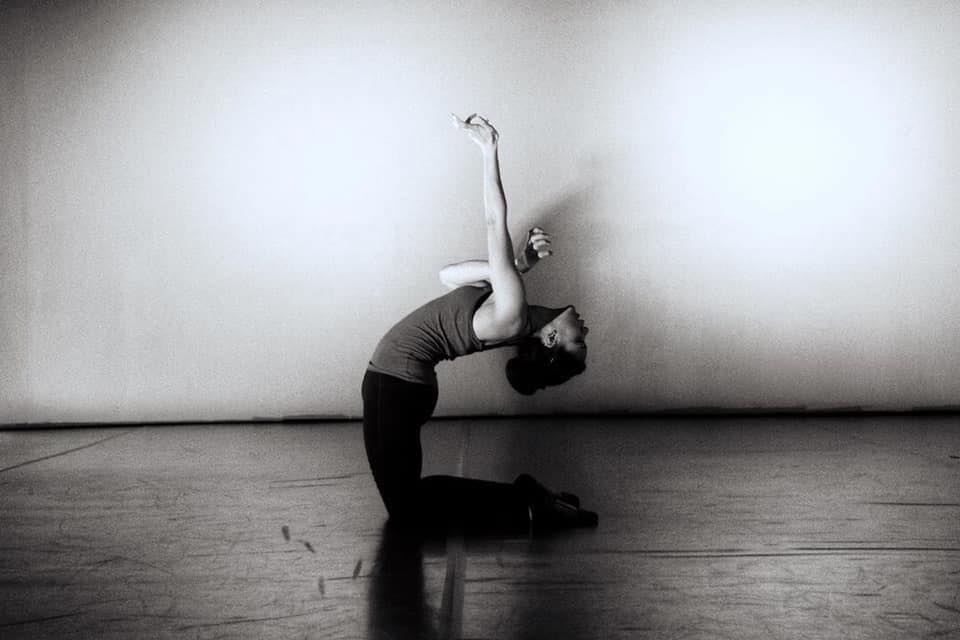 black & white photo of Zaji Cox dancing