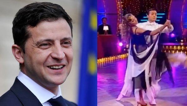 Zelensky (left) – Dancing with his partner Olena Shoptenko on the Ukrainian edition of Dancing With the Stars