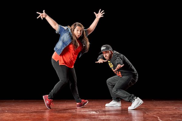 Two street dancers pose