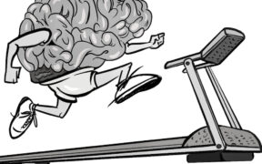 illustration of a brain running on a treadmill