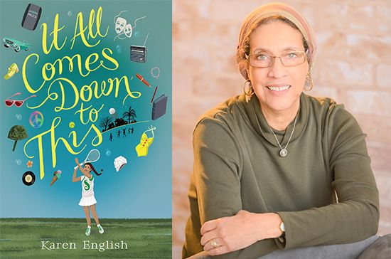 cover of the book It All Comes Down to This side by side with author photo of Karen English