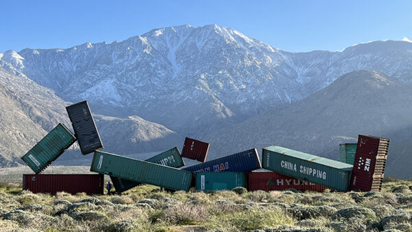 Containers laying in the desert