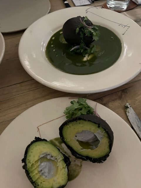 Skinless avocado filled with cream @ Hueso