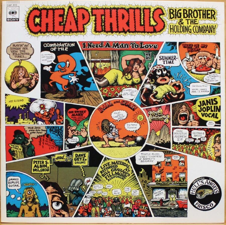 record cover of Cheap Thrills by Big Brother & The Holding Company who famously featured Janis Joplin
