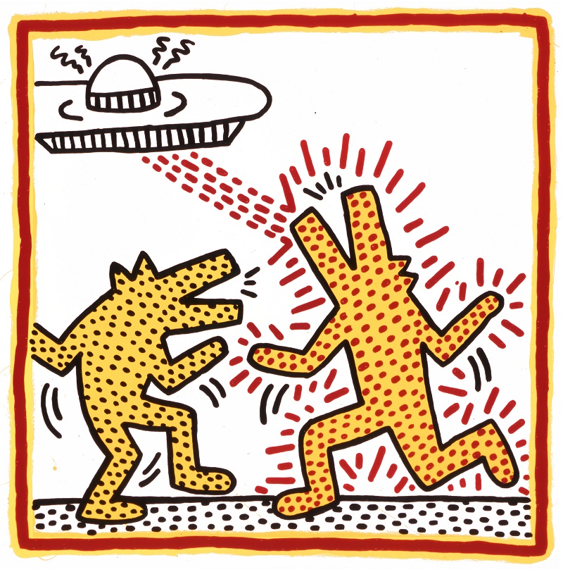 Keith Haring, Untitled, 1982, baked enamel on metal; © Keith Haring Foundation.