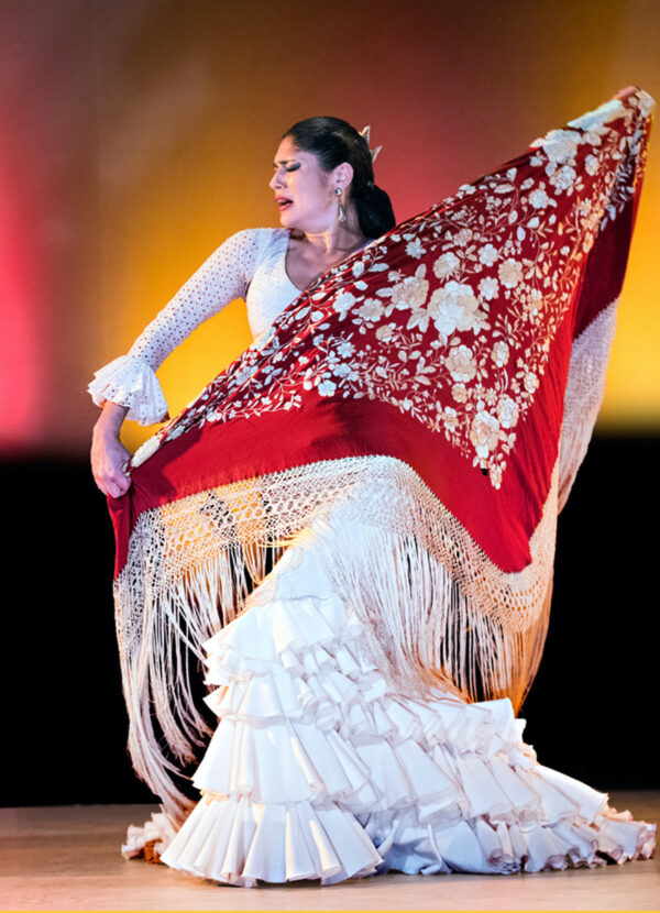A flamenco dancer with a red scarf